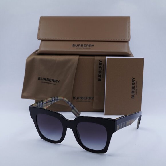 Burberry BE4364 39428G Women Sunglasses Black Square Frame, Grey Lenses